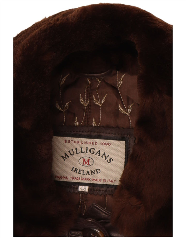 Vintage Womens Leather Coat IT 48 XL Brown Leather