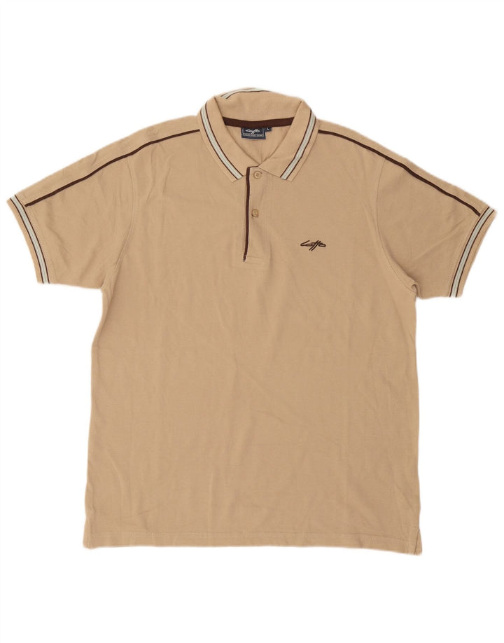Lotto Mens Polo Shirt Large Beige Cotton