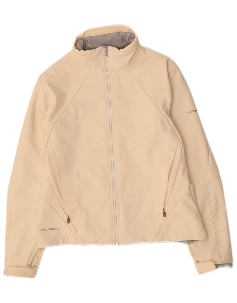 COLUMBIA Womens Titanium Tracksuit Top Jacket UK 14 Medium Off White Vintage Columbia and Second-Hand Columbia from Messina Hembry 