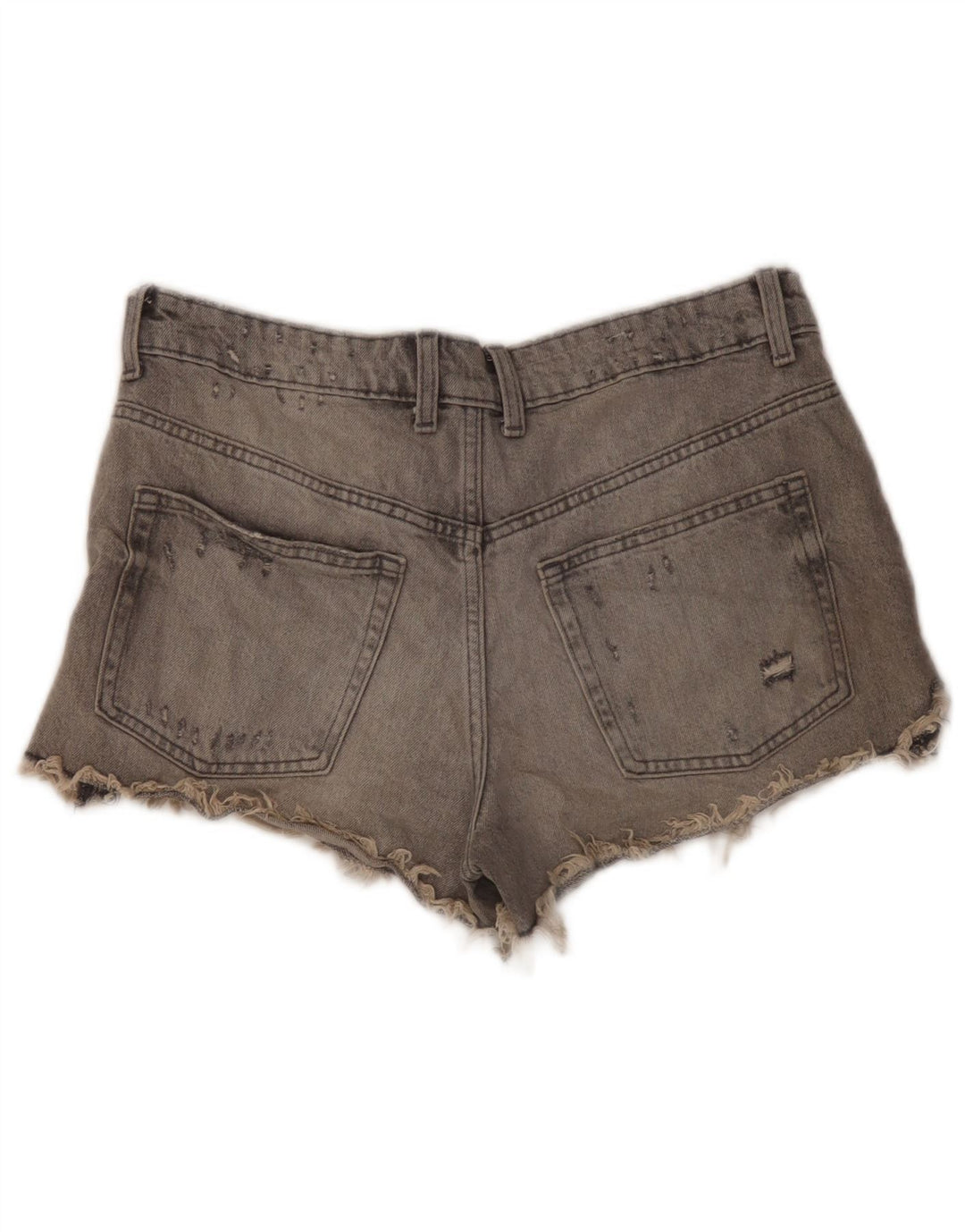 Zara Womens Denim Distressed Hot Pants  EU 40 Medium W30 Grey Cotton