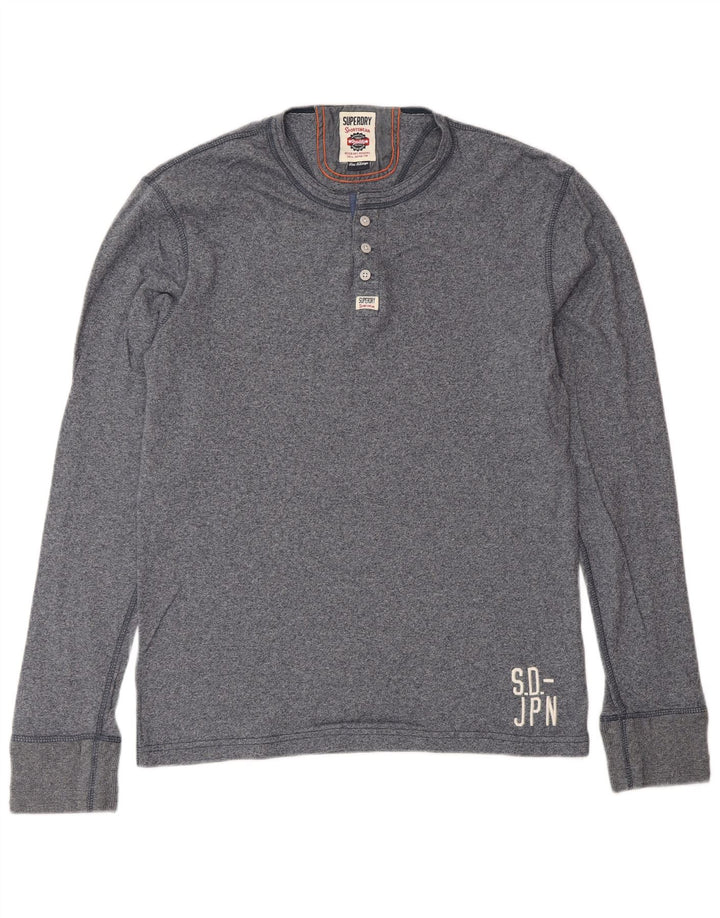 SUPERDRY Mens Top Long Sleeve XL Navy Blue Cotton