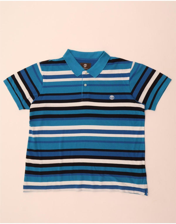 Timberland Mens Earthkeepers Regular Fit Polo Shirt 3XL Blue Striped Cotton