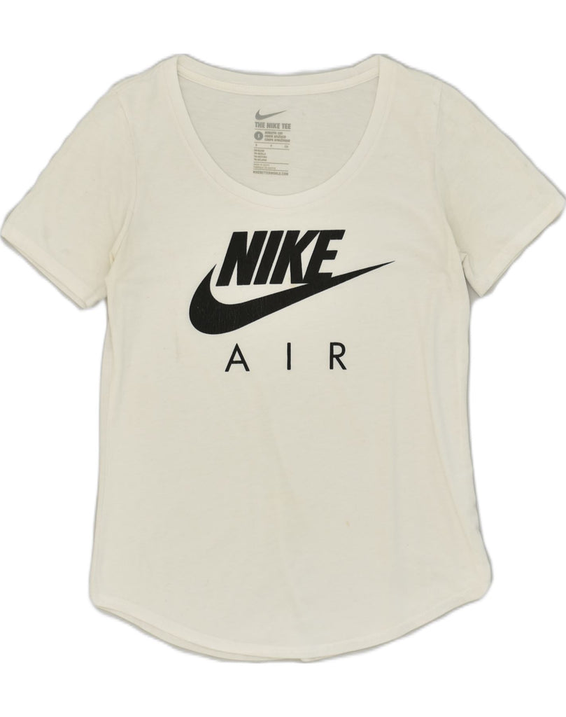 NIKE Womens Athletic Cut Graphic T-Shirt Top UK 10 Small White Cotton | Vintage Nike | Thrift | Second-Hand Nike | Used Clothing | Messina Hembry 