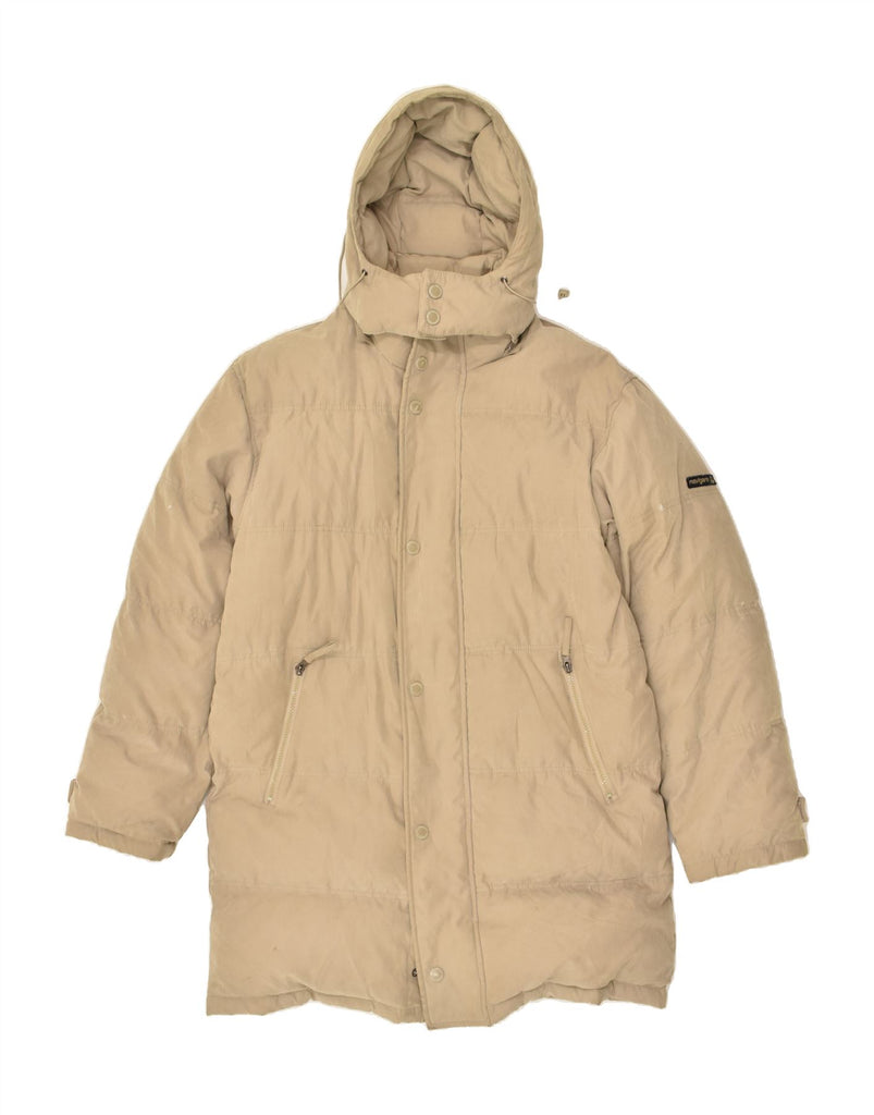 NAVIGARE Mens Hooded Padded Coat UK 38 Medium Beige | Vintage Navigare | Thrift | Second-Hand Navigare | Used Clothing | Messina Hembry 