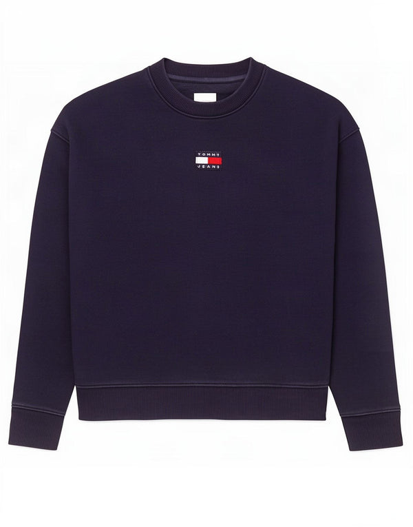 Tommy Hilfiger Womens Oversized Sweatshirt Jumper UK 6 XS Navy Blue Cotton