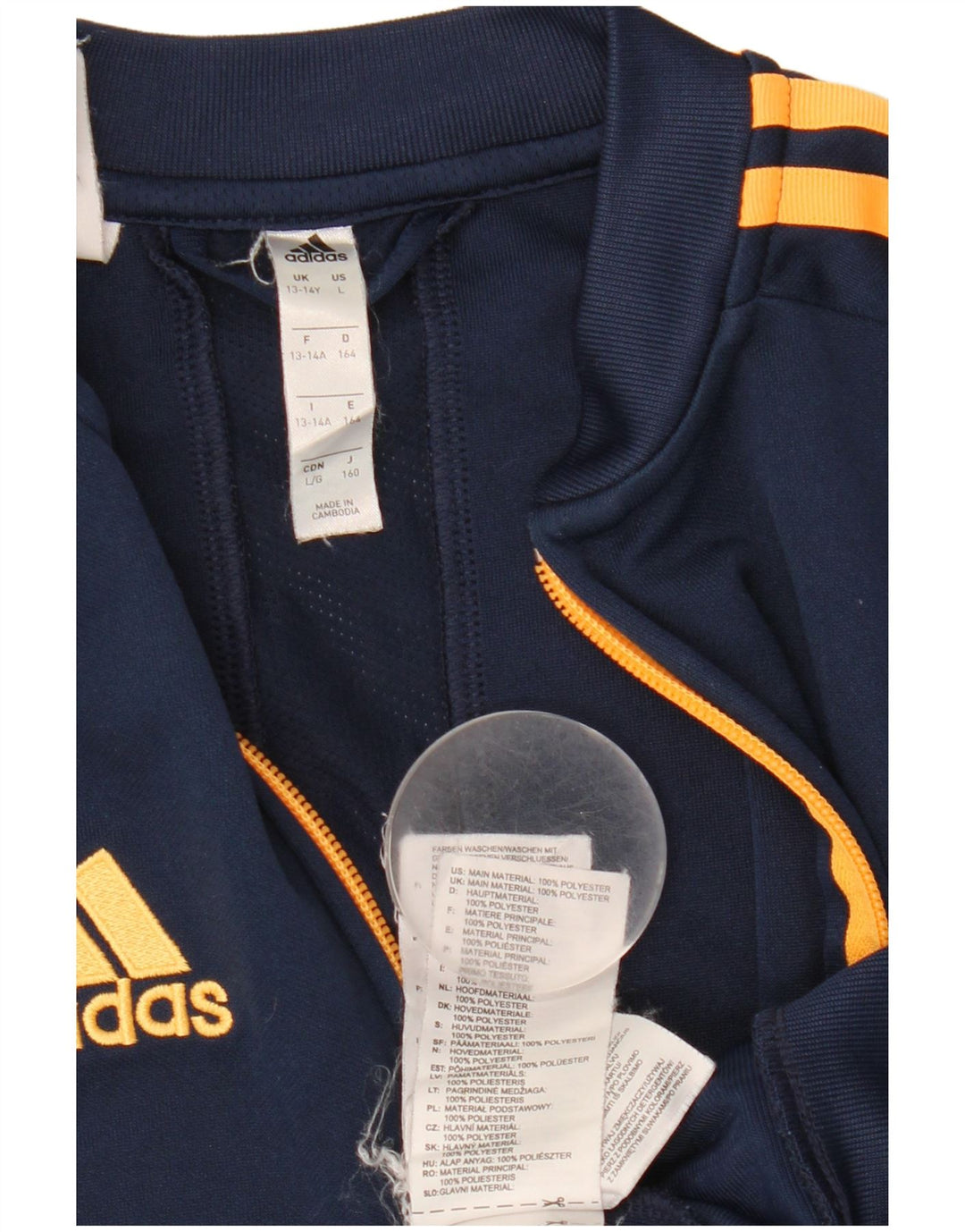 Adidas Girls Climalite Tracksuit Top Jacket 13-14 Years Navy Blue Polyester