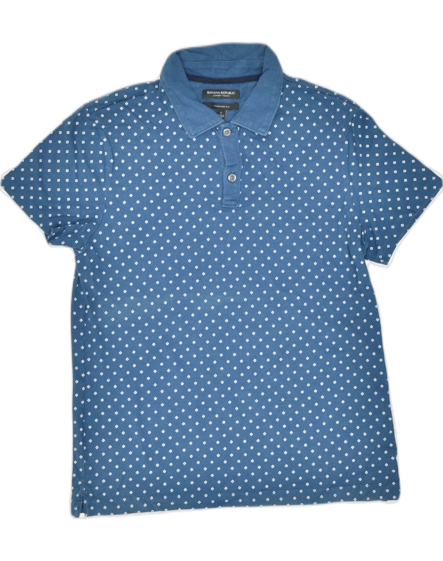 BANANA REPUBLIC Mens Standard Fit Polo Shirt Small Blue Argyle