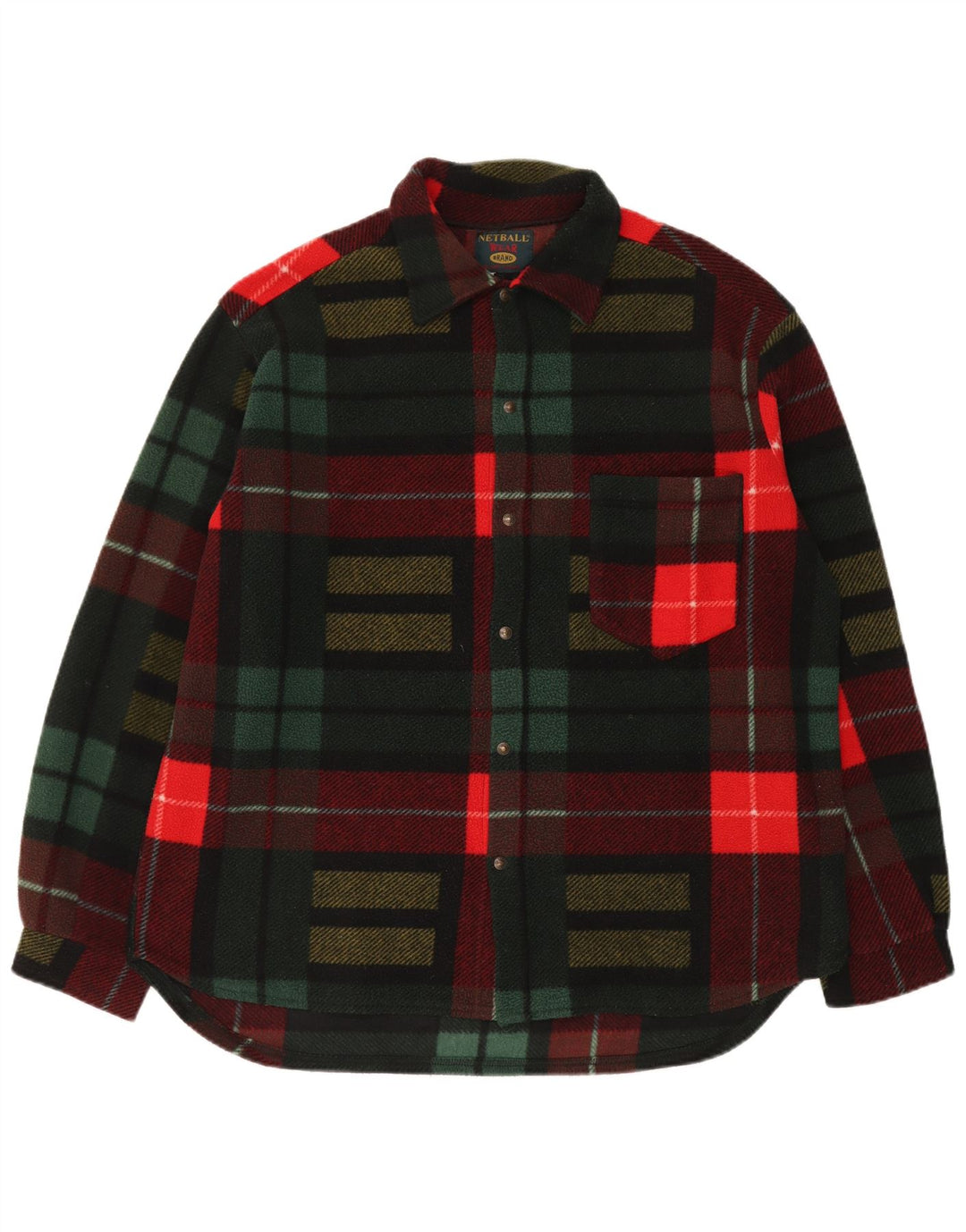 Vintage Mens Overshirt Fleece Shirt Large Multicoloured Check Polyester