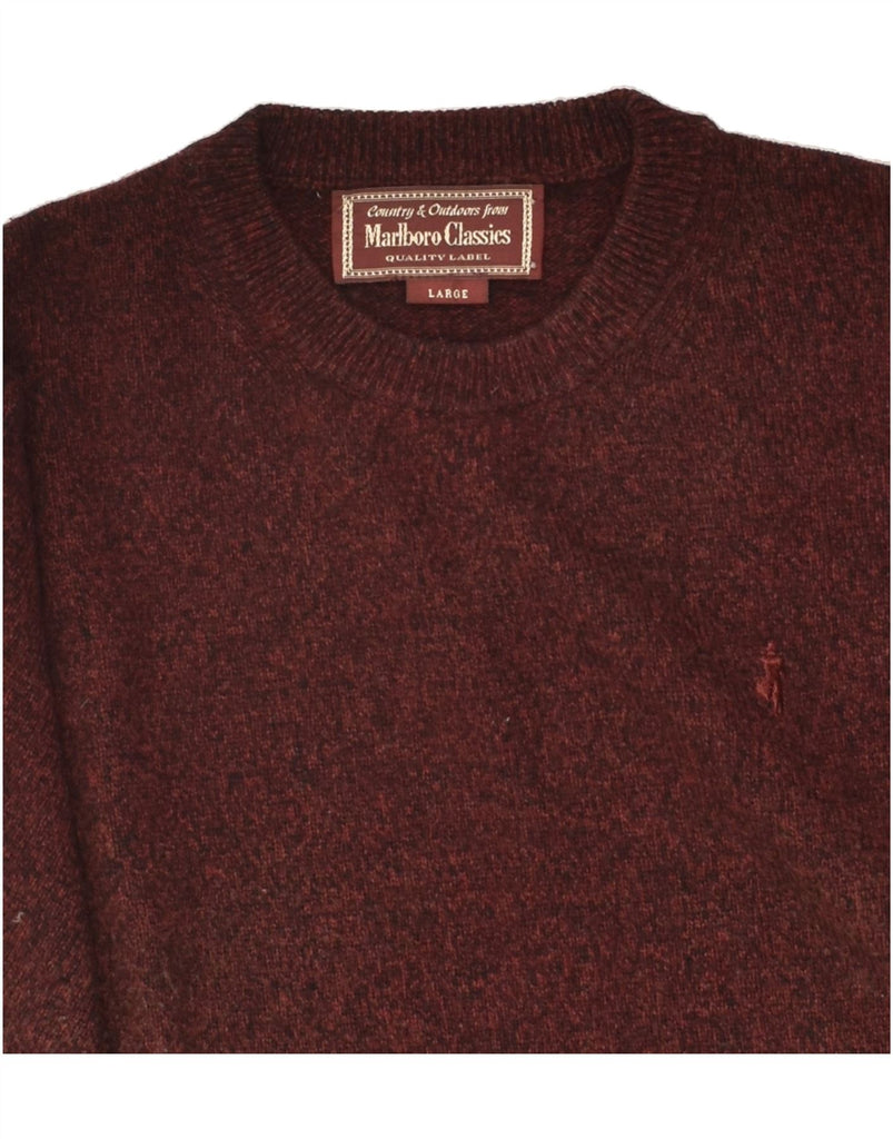 MARLBORO CLASSICS Mens Crew Neck Jumper Sweater Large Burgundy Wool | Vintage Marlboro Classics | Thrift | Second-Hand Marlboro Classics | Used Clothing | Messina Hembry 