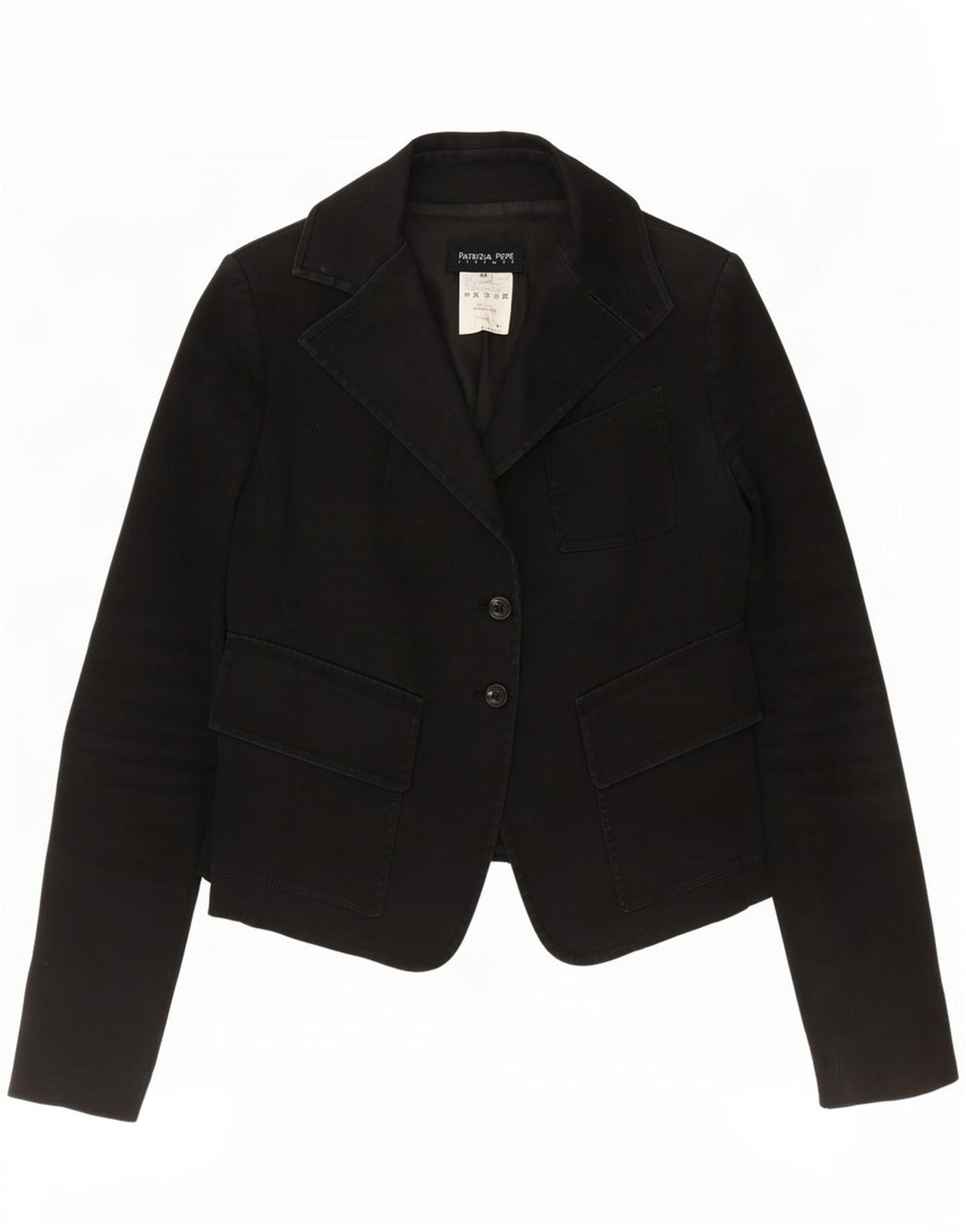 Patrizia Pepe Womens 2 Button Blazer Jacket IT 44 Medium Black Cotton