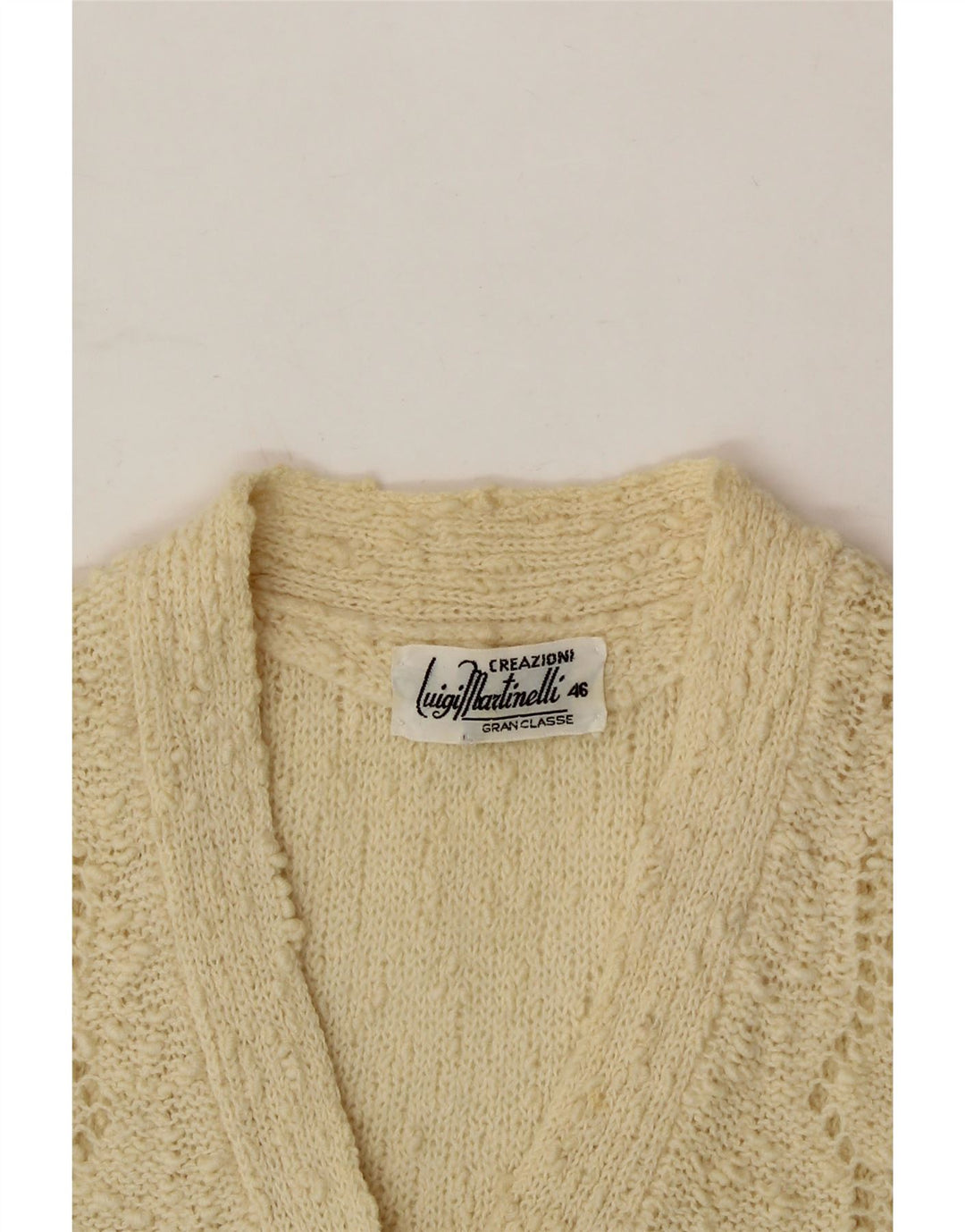 VINTAGE Womens Short Sleeve Cardigan Sweater IT 46 Large Beige Vintage Vintage and Second-Hand Vintage from Messina Hembry 