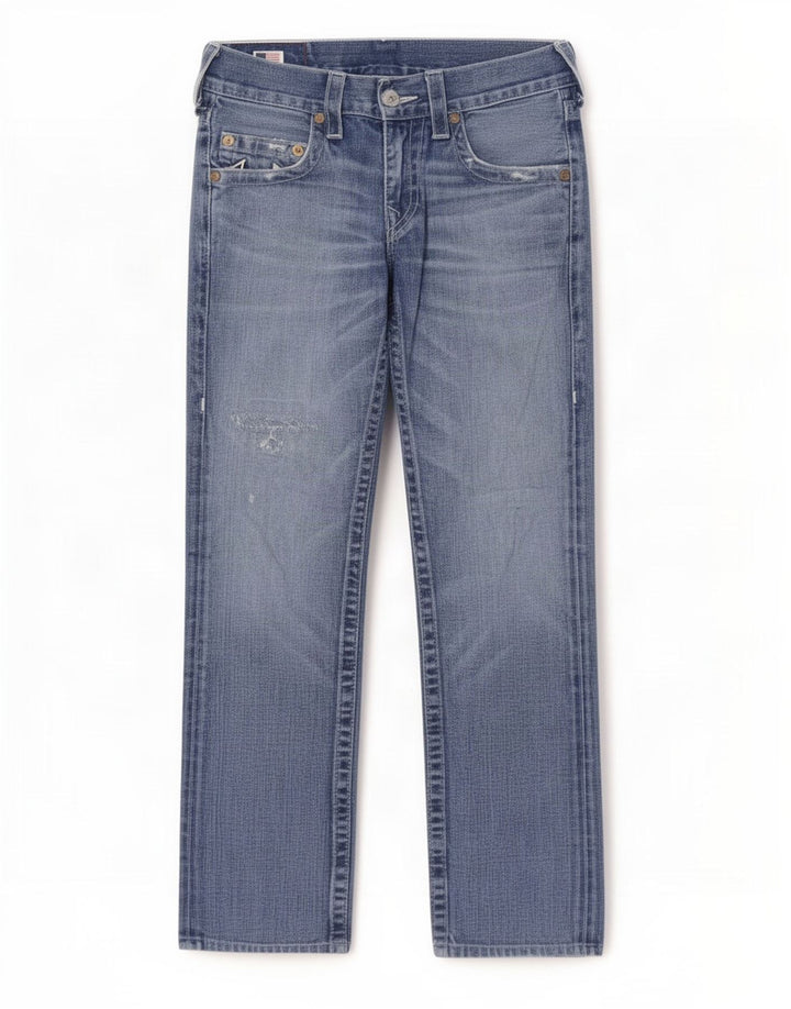 True Religion Mens Straight Jeans W30 L30 Blue Cotton