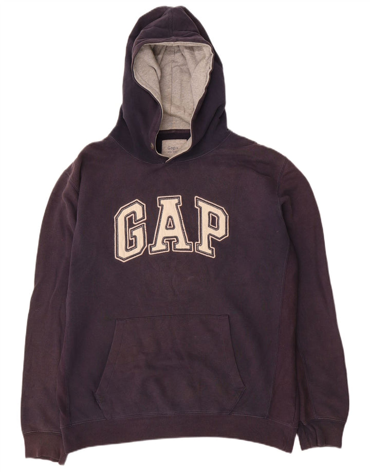 Gap Mens Graphic Hoodie Jumper Medium Navy Blue Cotton