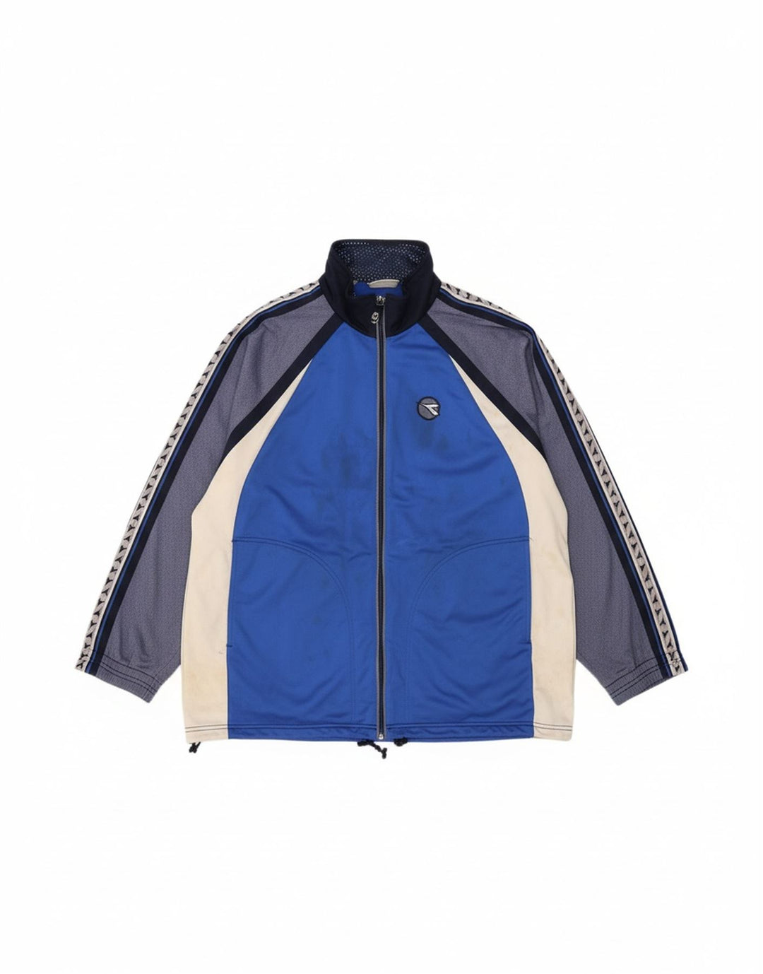 DIADORA Mens Tracksuit Top Jacket Medium Blue Colourblock Polyester Vintage Diadora and Second-Hand Diadora from Messina Hembry 