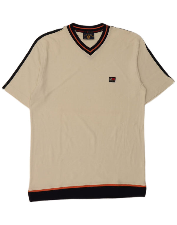 Navigare Mens T-Shirt Top 2XL Off White Cotton