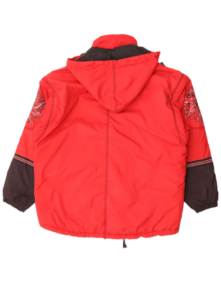 Killtec Mens Graphic Hooded Ski Jacket UK 42 XL Red Colourblock Polyester