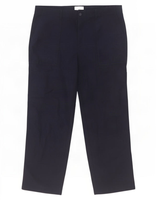 Marks & Spencer Mens Straight Chino Trousers W40 L31 Navy Blue Cotton