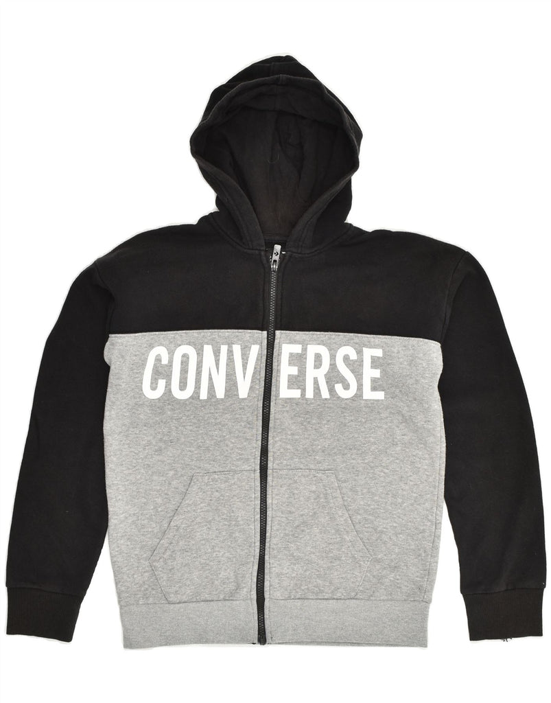 CONVERSE Boys Graphic Zip Hoodie Sweater 12-13 Years Large Grey | Vintage Converse | Thrift | Second-Hand Converse | Used Clothing | Messina Hembry 