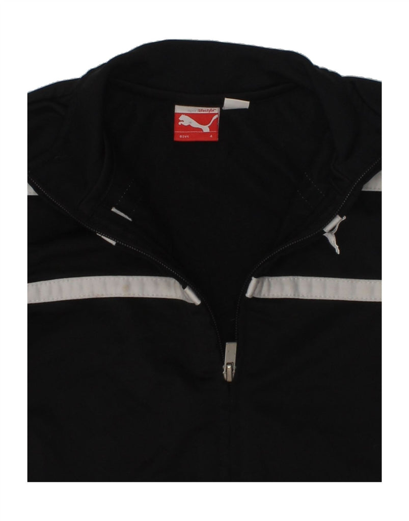 PUMA Boys Tracksuit Top Jacket 3-4 Years Black Striped Polyester | Vintage Puma | Thrift | Second-Hand Puma | Used Clothing | Messina Hembry 