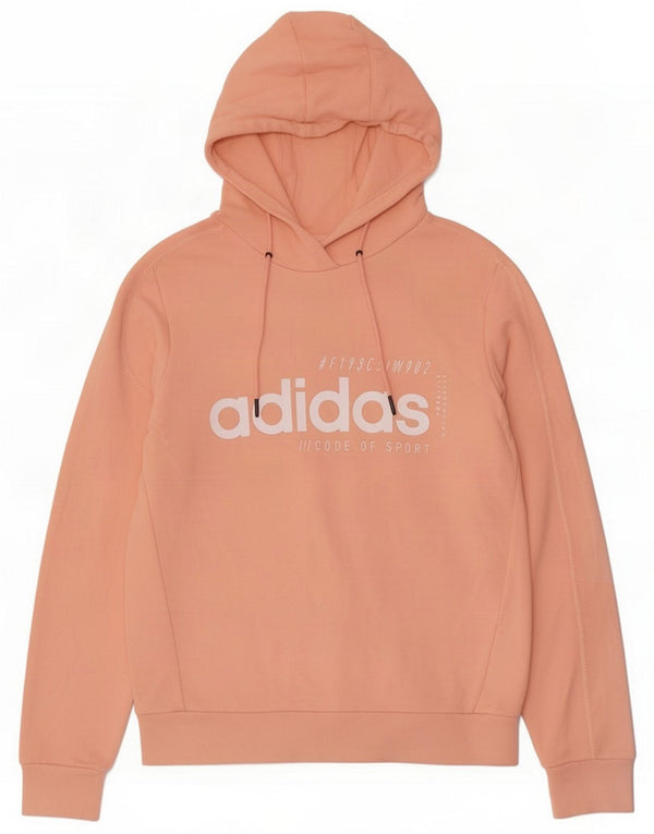 Adidas Womens Graphic Hoodie Jumper UK 12/14 Medium Pink Cotton