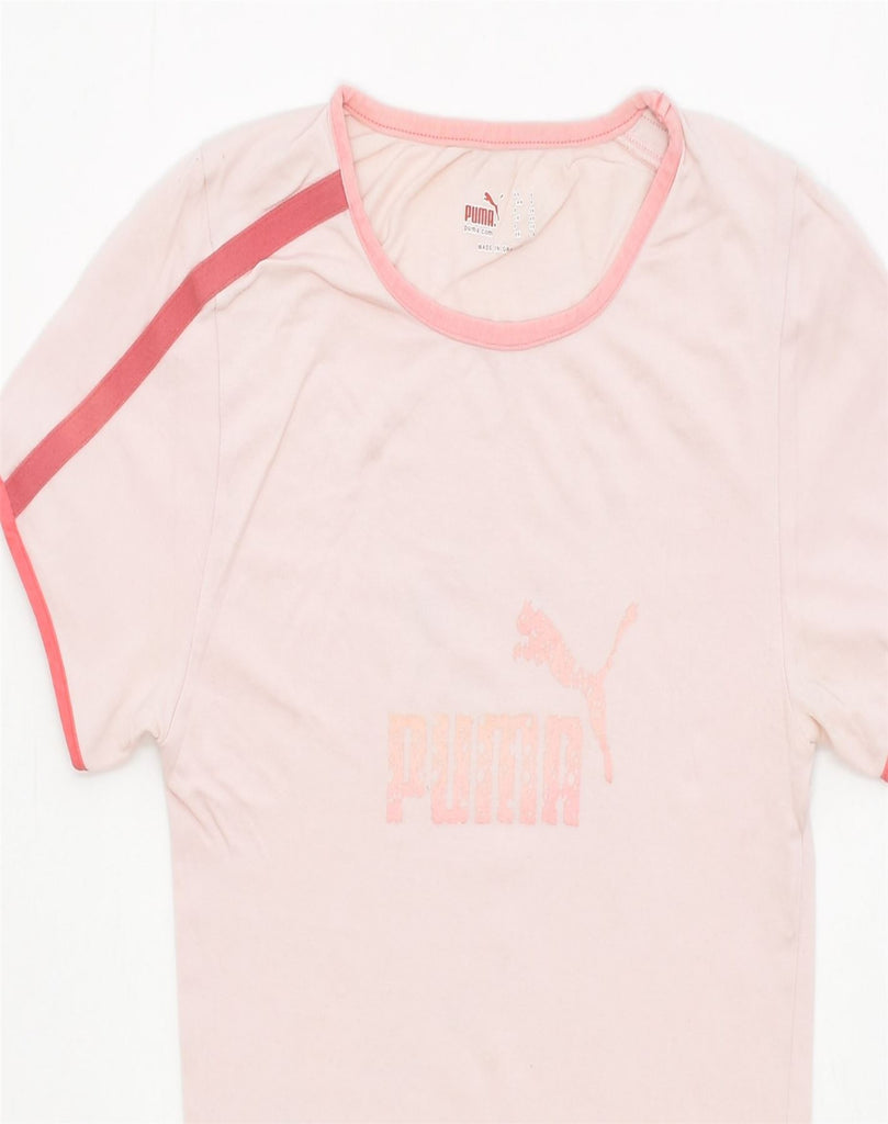 PUMA Womens Graphic T-Shirt Top UK 8 Small Pink Cotton | Vintage | Thrift | Second-Hand | Used Clothing | Messina Hembry 