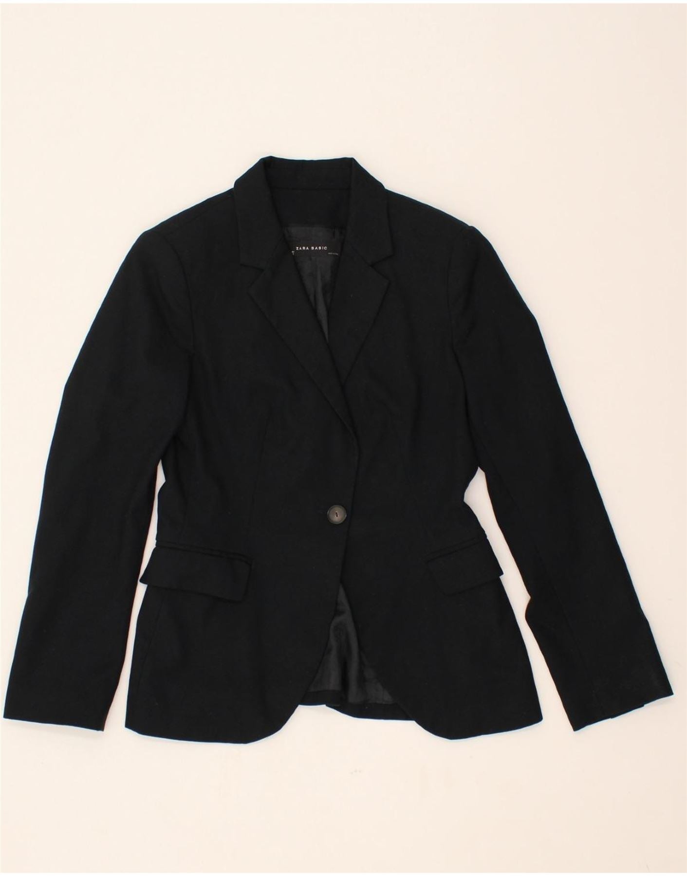 Chaqueta blazer de botón para mujer de ZARA, talla 10 pequeña, azul marino
