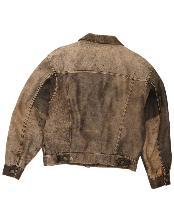Trapper Mens Leather Jacket IT 50 Large Beige