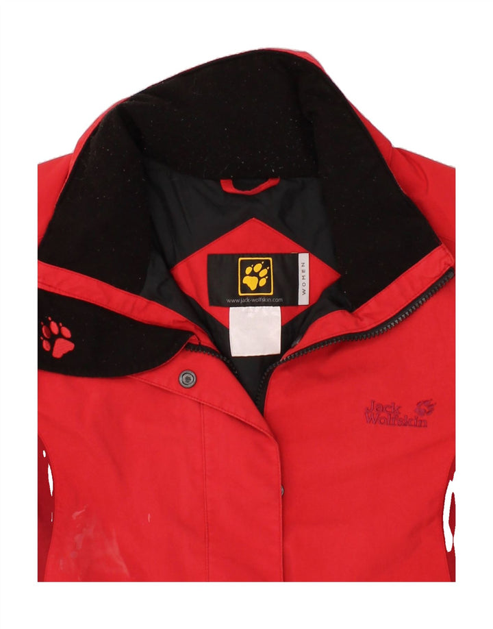 JACK WOLFSKIN Womens Windbreaker Jacket UK 14 Medium Red Colourblock Vintage Jack Wolfskin and Second-Hand Jack Wolfskin from Messina Hembry 