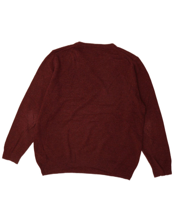 Marks & Spencer Mens Crew Neck Jumper Sweater Large Burgundy Lambswool