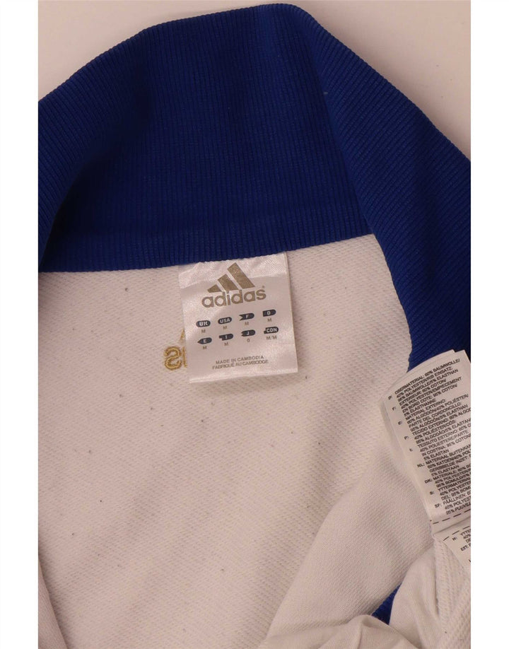 Adidas Mens Tracksuit Top Jacket Medium White Colourblock Cotton