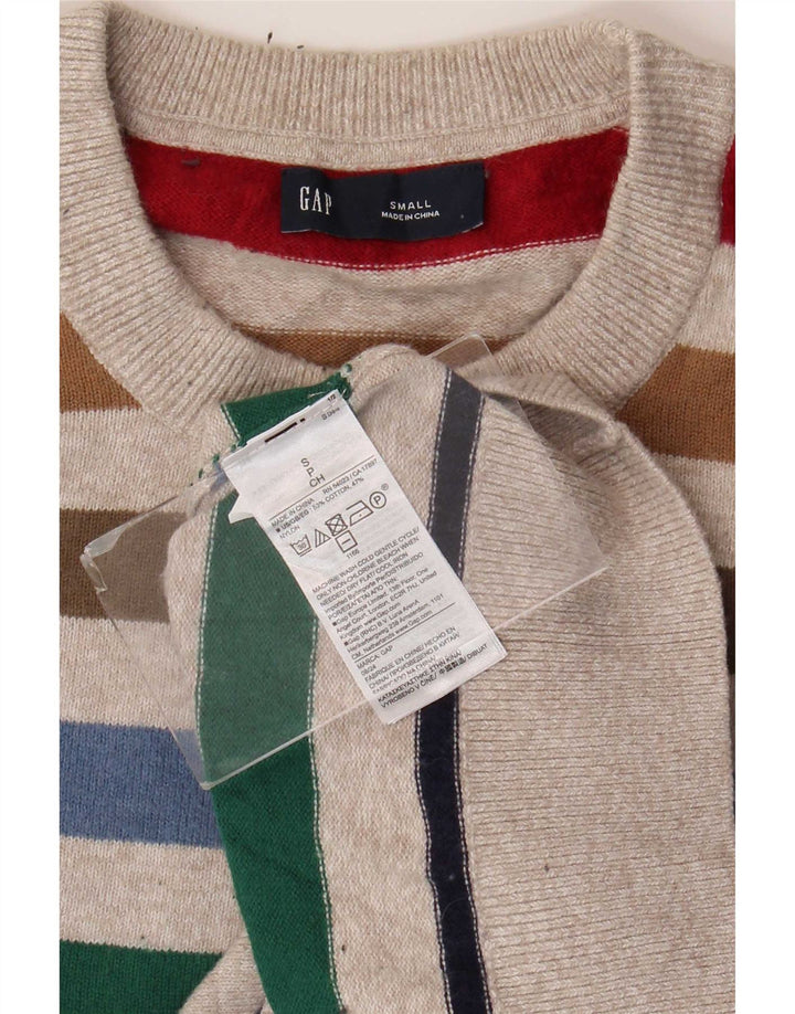 Gap Mens Crew Neck Jumper Sweater Small Multicoloured Striped Cotton