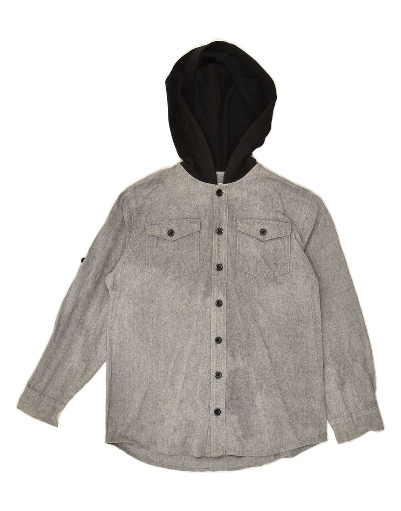 LEE Boys Hooded Shirt 10-11 Years Medium  Grey Cotton | Vintage Lee | Thrift | Second-Hand Lee | Used Clothing | Messina Hembry 