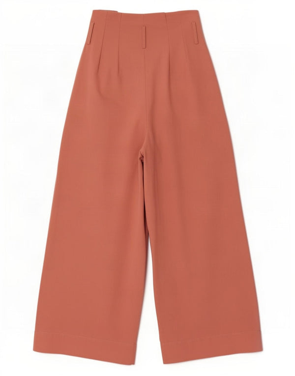 Zara Womens High Waist Wide Leg Casual Trousers XS W24 L23 Pink Cotton