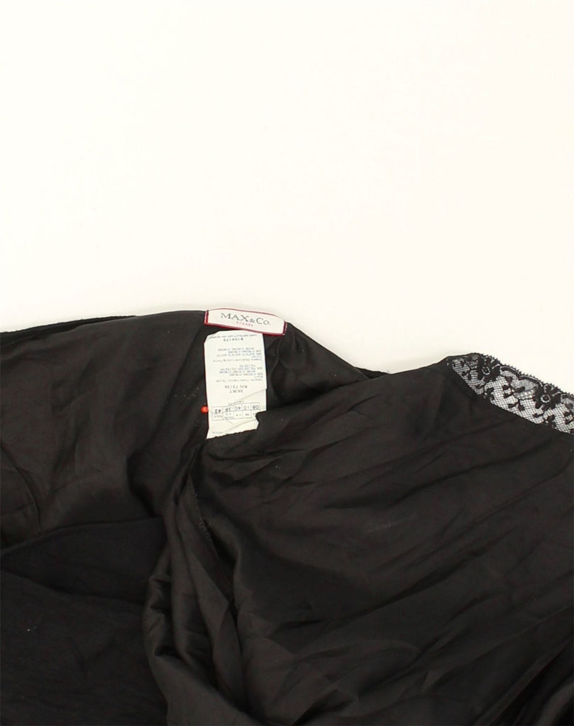 MAX & CO. Womens High Waist A-Line Skirt UK 10 Small W30  Black Viscose | Vintage Max & Co. | Thrift | Second-Hand Max & Co. | Used Clothing | Messina Hembry 