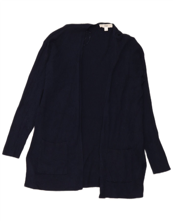 Marks & Spencer Womens Longline Cardigan Sweater UK 14 Medium Navy Blue