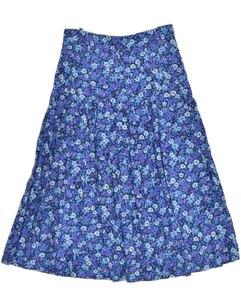 VINTAGE Womens Pleated Skirt IT 44 Medium W27 Blue Floral Viscose | Vintage Vintage | Thrift | Second-Hand Vintage | Used Clothing | Messina Hembry 