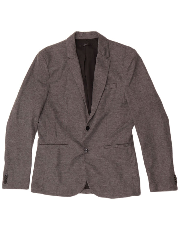 Zara Mens 2 Button Blazer Jacket UK 40 Large Grey Polyester