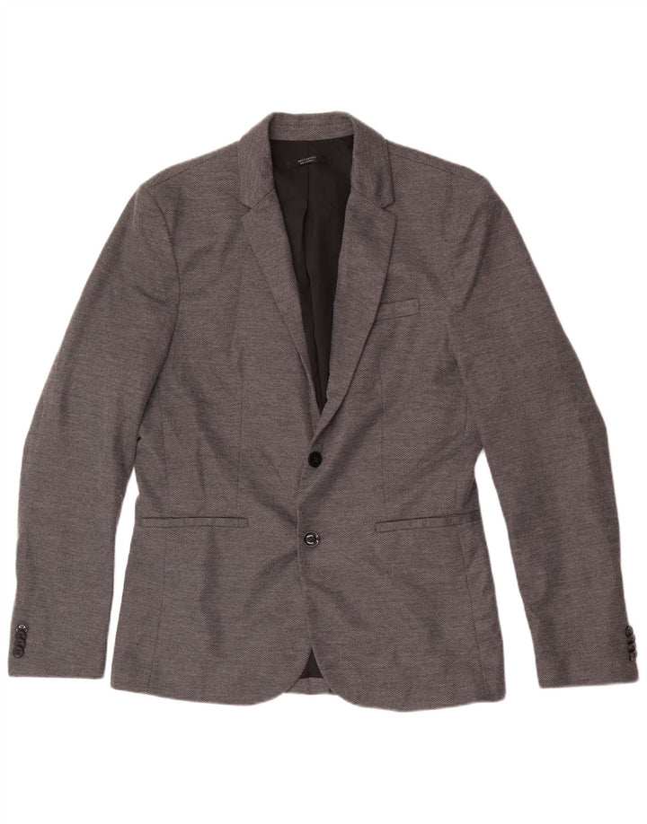 Zara Mens 2 Button Blazer Jacket UK 40 Large Grey Polyester