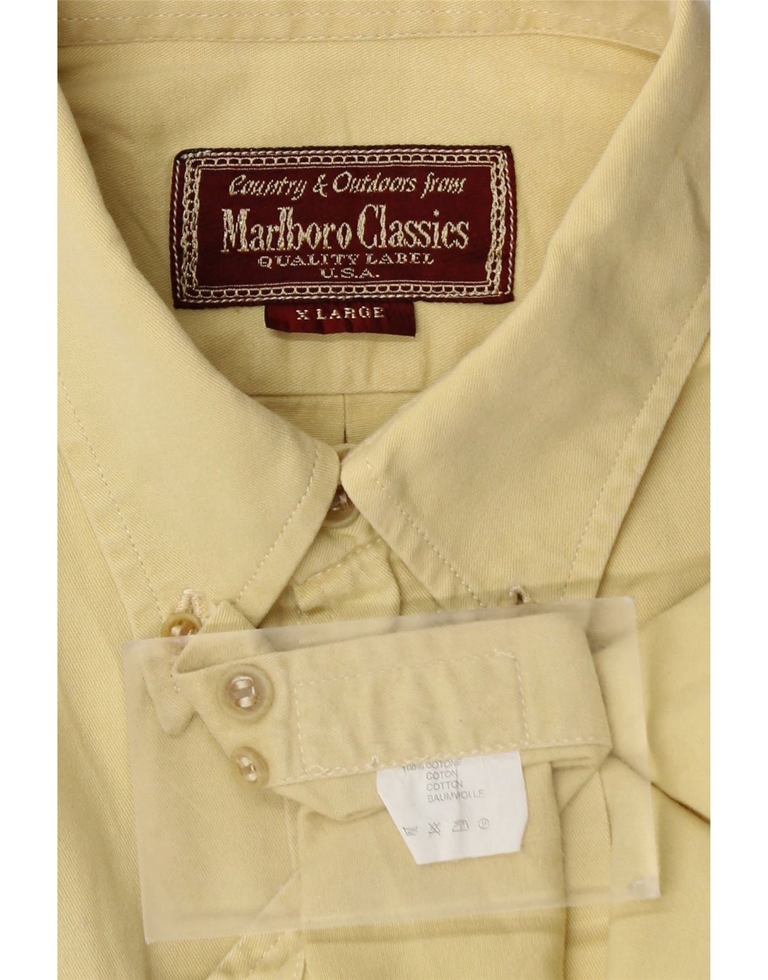 Marlboro Classics Mens Shirt XL Beige Cotton