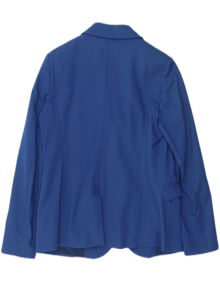 TRUSSARDI JEANS Womens 2 Button Blazer Jacket IT 46 Large Blue Cotton