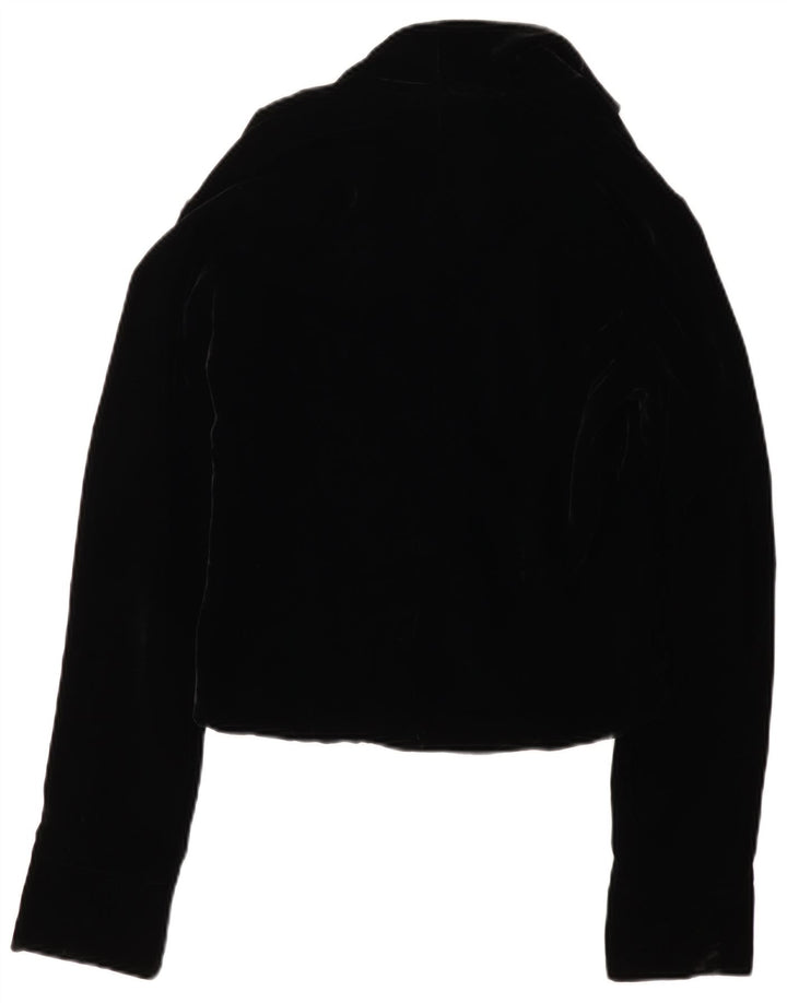 VINTAGE Womens 3 Button Velvet Blazer Jacket UK 12 Medium Black