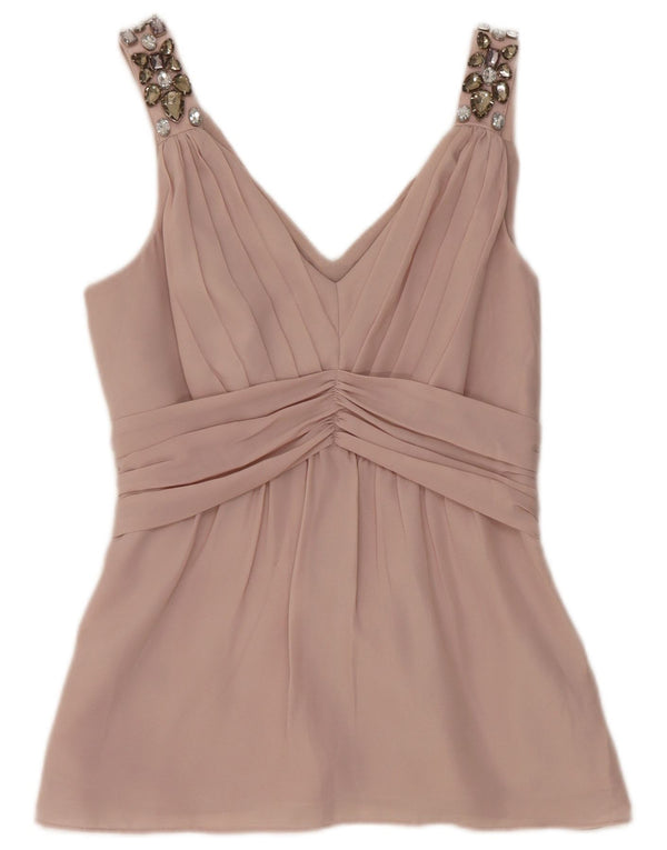 Coast Womens Crop Sleeveless Blouse Top UK 8 Small Pink Polyester