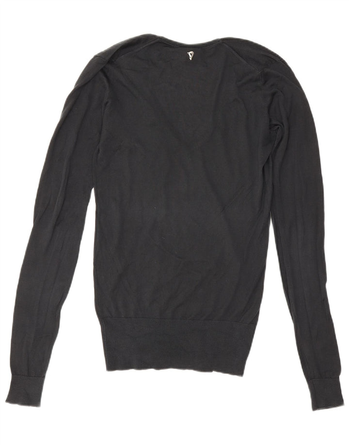 Dondup Womens V-Neck Jumper Sweater UK 10 Small Black