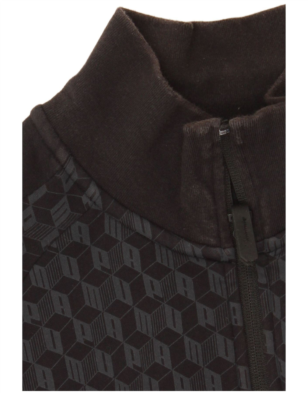 Puma Mens Graphic Tracksuit Top Jacket Large Black Geometric Cotton