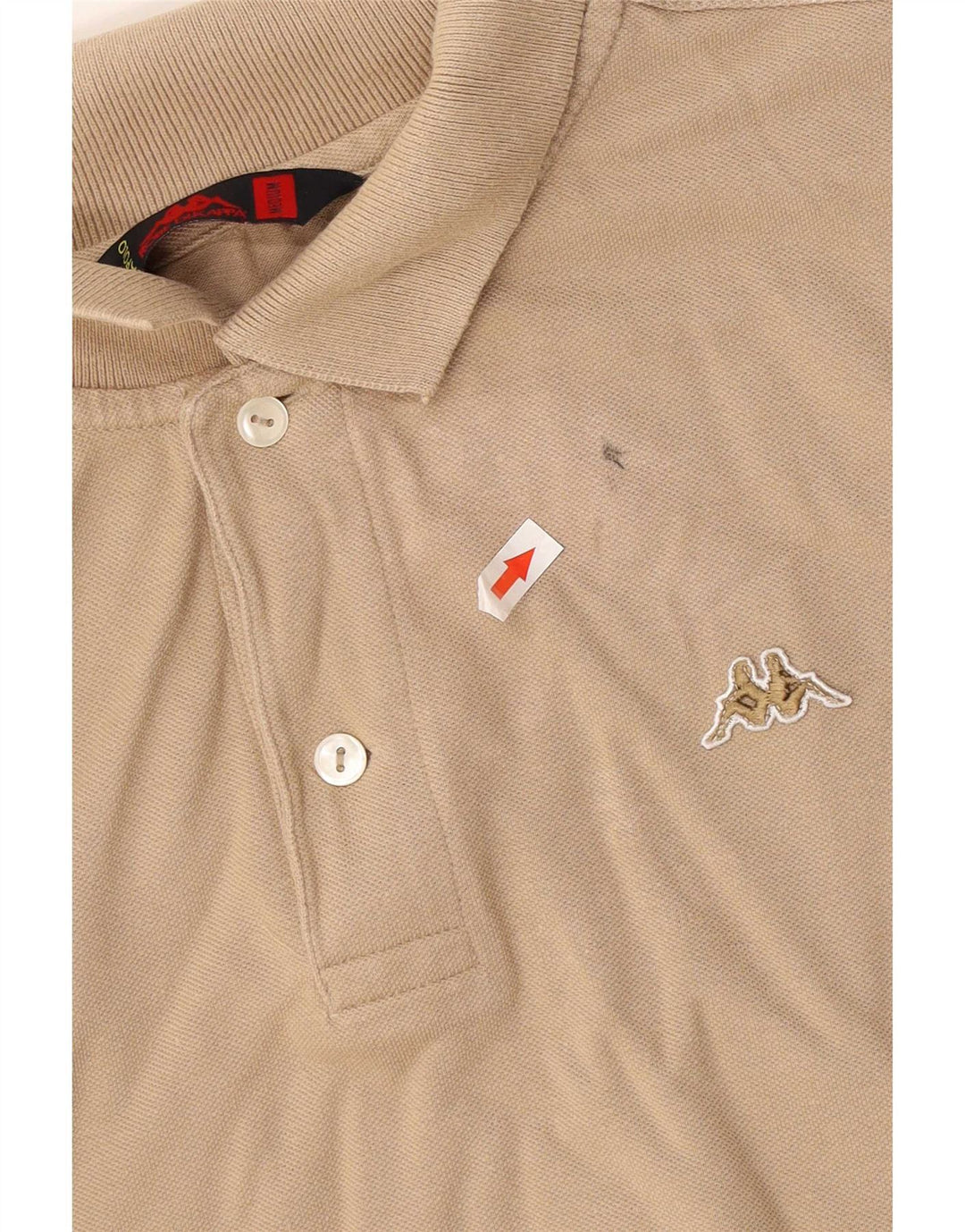 Kappa Mens Long Sleeve Polo Shirt Medium Beige Cotton