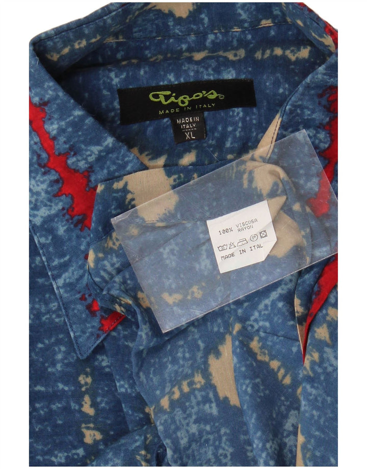 Tipo' S Mens Short Sleeve Shirt XL Blue Striped Viscose