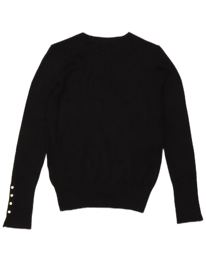 Zara Womens Crew Neck Jumper Sweater UK 10 Small Black Viscose
