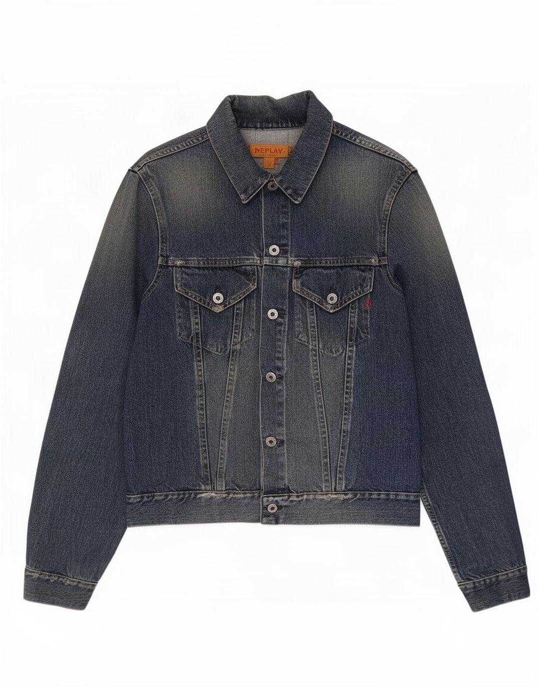Replay Mens Distressed Denim Jacket UK 40 Large Blue Cotton