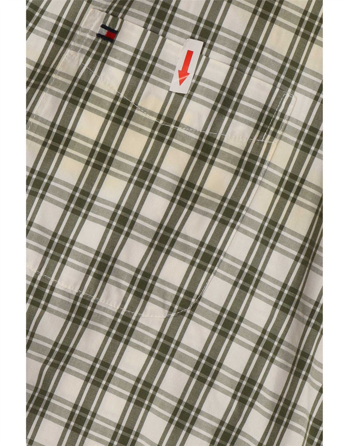 Tommy Hilfiger Mens Shirt Large Green Check Cotton