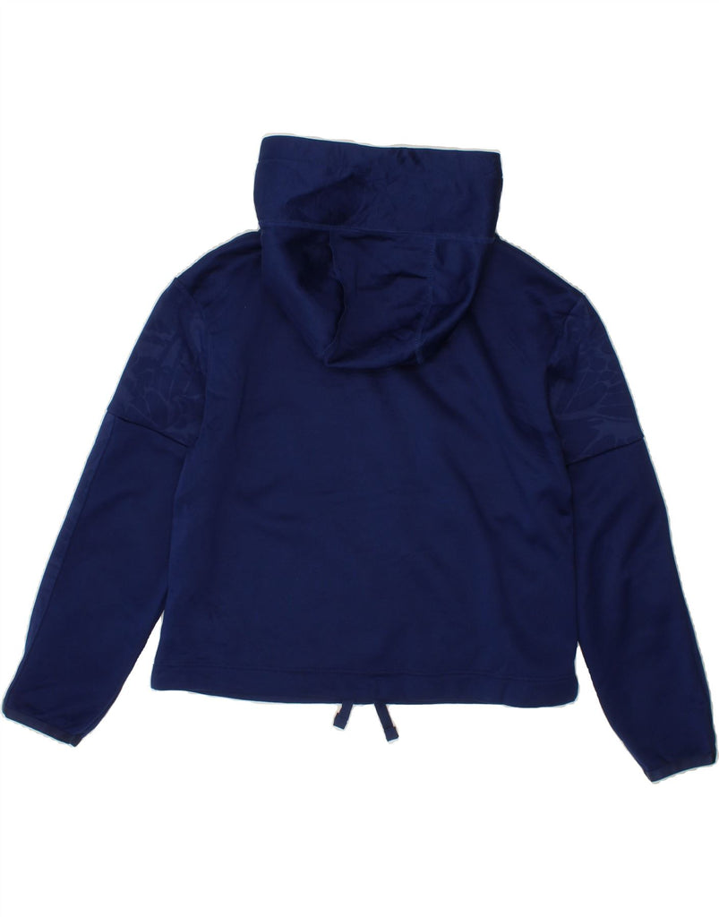 NIKE Girls Dri Fit Graphic Hoodie Jumper 8-9 Years Small Navy Blue Vintage Nike and Second-Hand Nike from Messina Hembry 